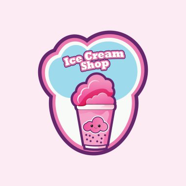 Logo dondurma tasarımı, vektör grafik çizimi 