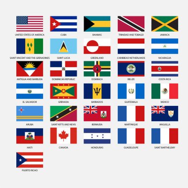 North America all country flags vector clipart