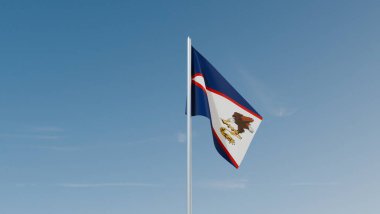 Mavi gökyüzünde Amerikan Samoa bayrağı 3D görüntü