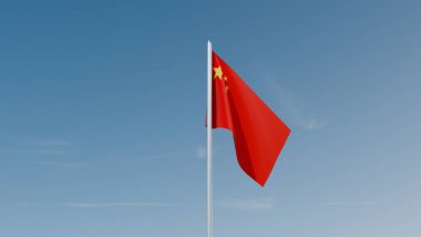 China flag on blue sky 3d illustration image clipart