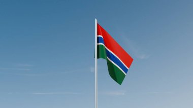 Gambia flag on blue sky 3d illustration image clipart