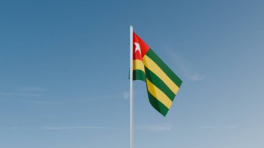 Togo flag on blue sky 3d illustration image clipart