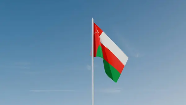 Mavi gökyüzünde Umman bayrağı 3D görüntü