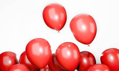 Beyaz arkaplanda kırmızı balonlar
