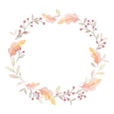 Sonbahar Çelenk Klipsi Sanatı, Suluboya, Sonbahar Çelengi, Sonbahar Çiçek Kırpma Sanatı, Ön Yapım Kompozisyon