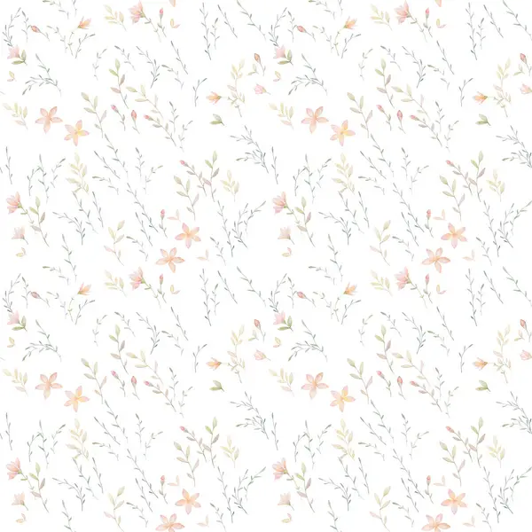 Wild Floral Wallpaper Watercolor Seamless Pattern Rustic Flower Background Boho Royalty Free Stock Images