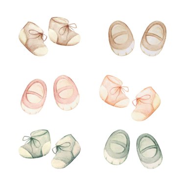 Bebek Ayakkabısı Klip Sanatı. Yeni doğan kart dekorasyon elementleri. Bebek Duşu Ayakkabıları Cinsiyet ayrımı yapmıyor. Suluboya Bebek Doğumu Bildirgesi