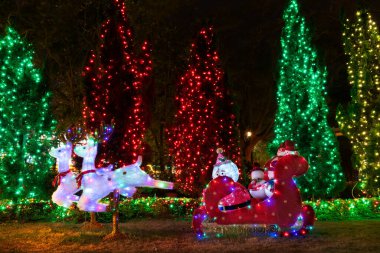 Işıklı Led Noel Baba Noel için onun kızak dekorasyonda