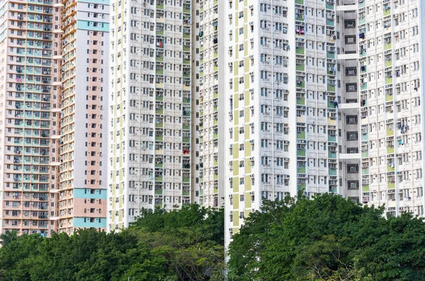 香港城市公共屋高层住宅大厦外层 — 图库照片