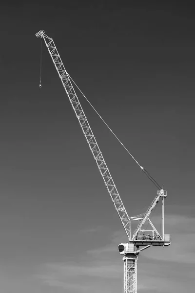 Кран Строительной Площадке Черно Белый — стоковое фото