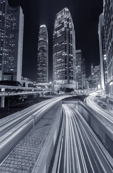 stock image Skyscraper and traffic in downtown district of Hong Kong city