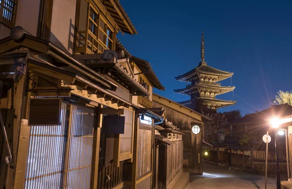 Scena Notturna Della Vecchia Strada Nella Città Storica Kyoto Giappone — Foto Stock