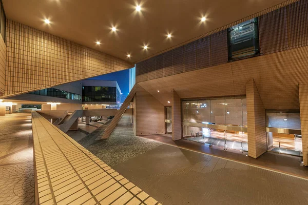 stock image courtyard of modern architecture at night