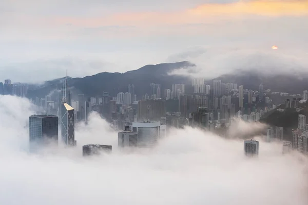 Sunrise Hong Kong City Fog — Fotografia de Stock