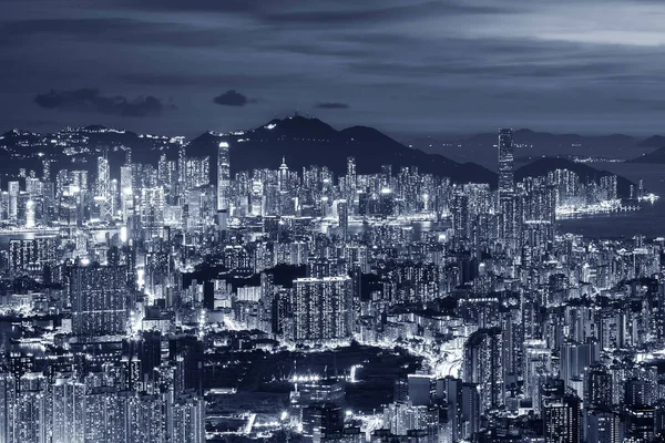 夕暮れ時の香港市の空中風景 — ストック写真