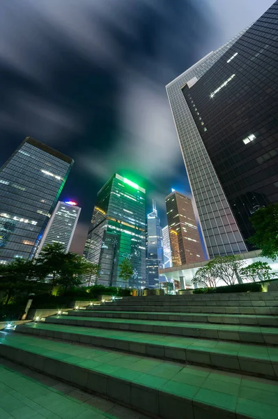 Night scenery of skyscraper in downtown district of Hong Kong city