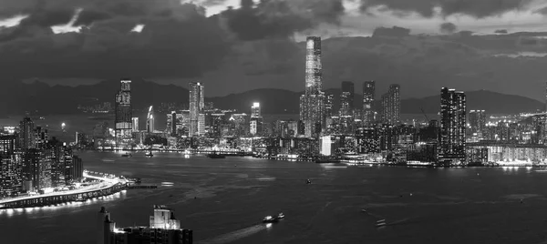 Panorama Victoria Harbor Hong Kong City Dusk — Stock Photo, Image