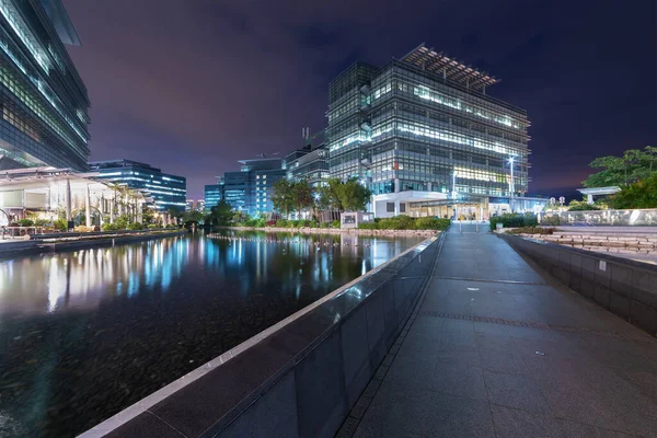 stock image Night scenery of modern office building in Hong Kong 