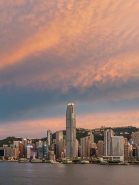 Victoria Harbour of Honh Kong city at dusk