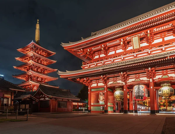 Scenario Notturno Del Monumento Storico Tempio Senso Asakusa Tokyo Giappone — Foto Stock