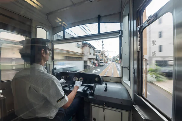 Kamakura Japan May 2023 View Driver Cabin Train Enoden Kamakura — Stock Photo, Image