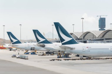 Hong Kong, 27 Mayıs 2023: Cathay Pacific Havaalanı, Hong Kong Uluslararası Havaalanı 'na iniş yaptı.