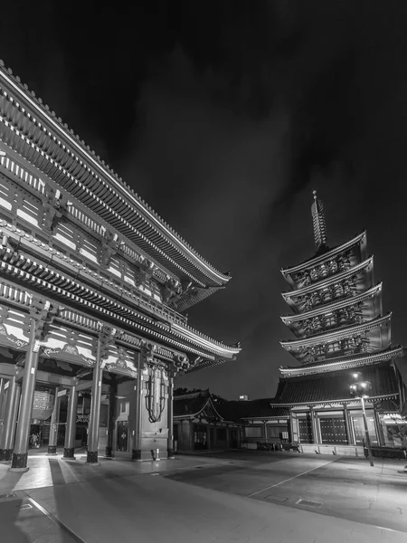 Ночной Пейзаж Исторической Достопримечательности Храм Сэнсо Цзи Асакусе Токио Япония — стоковое фото