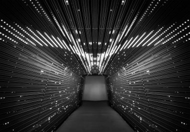 Fütüristik tünelin iç görünümü. Soyut arka plan oluşturma