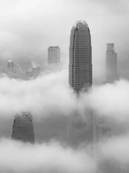 Skyscraper Downtown Hong Kong City Fog — Stock Photo, Image