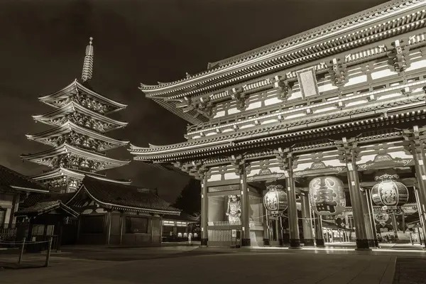 Nachtlandschaft Des Historischen Wahrzeichens Der Senso Tempel Asakusa Tokio Japan — Stockfoto
