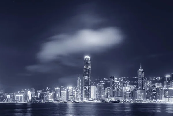 Paisaje Nocturno Del Puerto Victoria Ciudad Hong Kong Imagen de stock