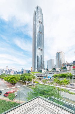 Hong Kong 'un şehir merkezindeki Skyline.
