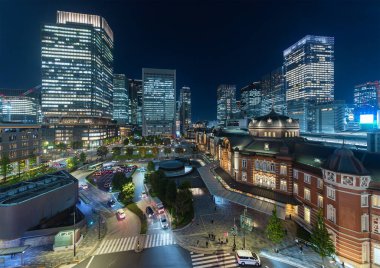 Tokyo City, Japonya şehir merkezinin gece manzarası