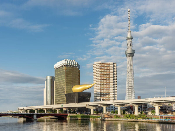 Skyline and river in downtown district of Tokyo, Japan