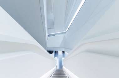 fütüristik merdiven. modern iç arka plan