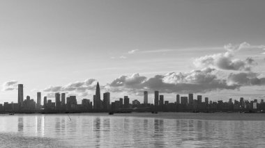 Skyline of Shenzhen city, China. Viewed from Hong Kong border Lau Fau Shan