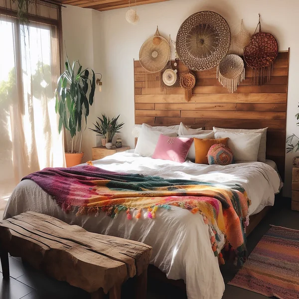 Beautiful Luxury Pillows Bed Bedroom Interior — Stock Photo, Image