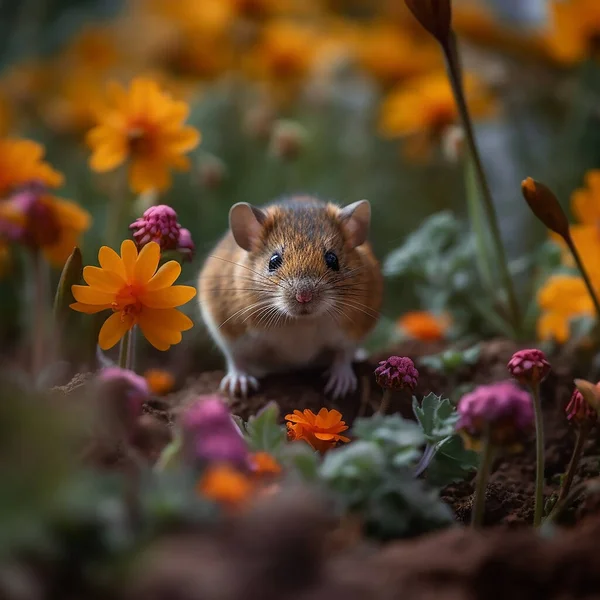 Roztomilý Malý Myš Zahradě — Stock fotografie