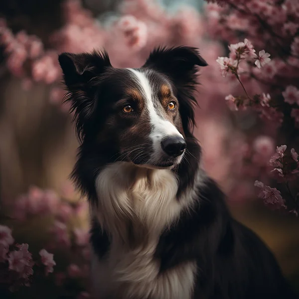Черно Белый Портрет Молодой Красивой Собаки — стоковое фото