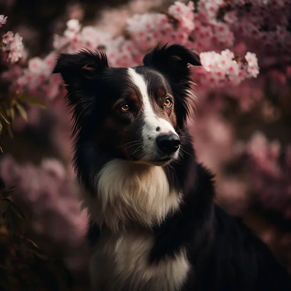 Черно Белый Портрет Милой Собаки — стоковое фото