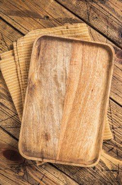 Boş kırsal ahşap kesim tahtası dokusu, sağlıklı pişirme geçmişi. Ahşap arka plan. Üst Manzara. Boşluğu kopyala.