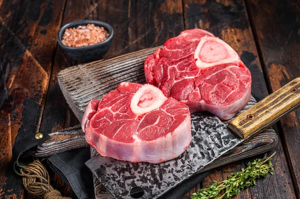 Raw Osso Buco Veal Shank Ready Cooking Raw Cross Cut — Stock Photo, Image