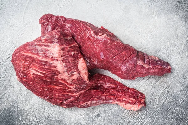 Raw Tri Tip Beef Steak Kitchen Table White Background Top —  Fotos de Stock