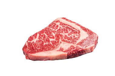 Japon wagyu bifteği. Beyaz arkaplanda izole