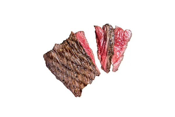 Kekik Tuzlu Izgara Yaban Geyiği Bifteği Eti Beyaz Arkaplanda Izole — Stok fotoğraf