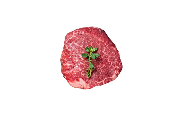 Stek Wołowiny Mignon Suche Surowe Mięso Polędwicy Dojrzewającej Izolacja Białym — Zdjęcie stockowe