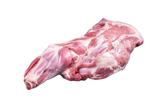Nyers Bárányhús Hentes Asztalon Fehér Alapon Elszigetelve — Stock Fotó
