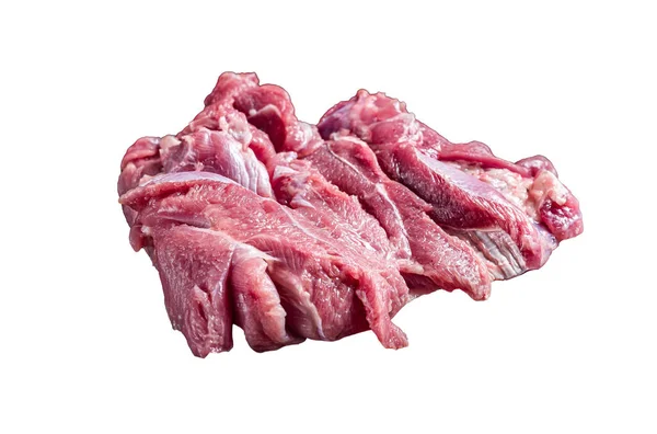 Rauwe Turkije Gesneden Filet Vlees Klaar Koken Geïsoleerd Witte Achtergrond — Stockfoto