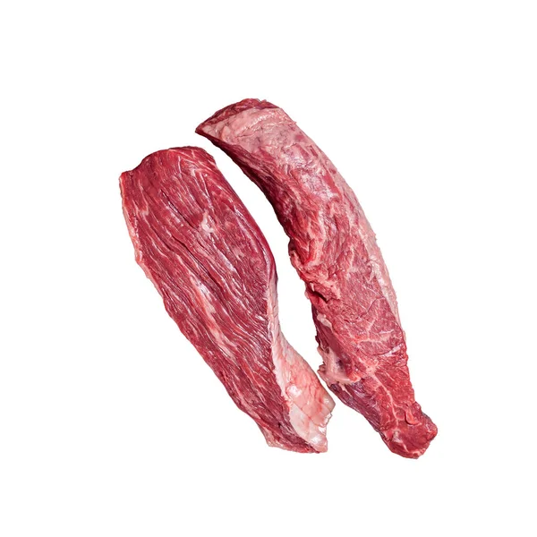 Bavette Syrové Hovězí Steak Nebo Sirloin Klapka Mramorové Desce Izolováno — Stock fotografie