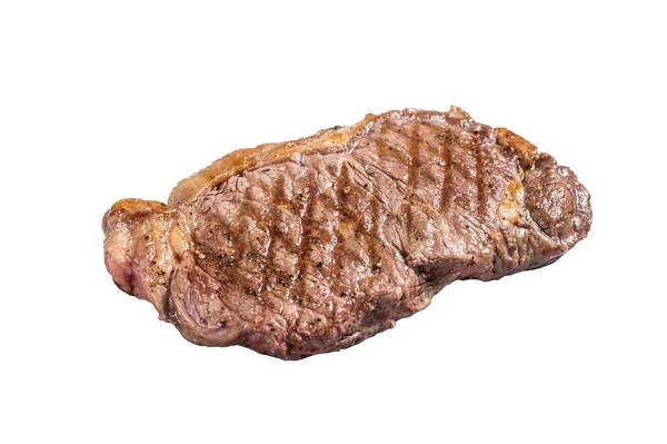 Gegrilde New Yorkse Striploin Rundvlees Biefstuk Geïsoleerd Witte Achtergrond — Stockfoto